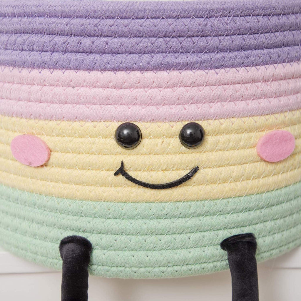 Cartoon Woven Storage Basket Dustproof Desktop Organizer Toys Snacks Kids Gift Box Rainbow Cake Storage